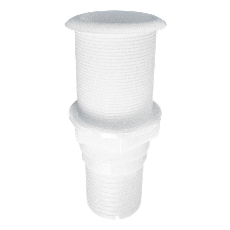 Thru-Hull Threaded 2'', w/Hose Barb ?51mm, L122mm,White - 4Boats