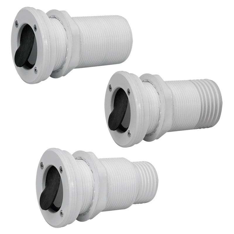 Thru-Hull Threaded ?55mm, w/Non-Ret.Valve, White - 4Boats