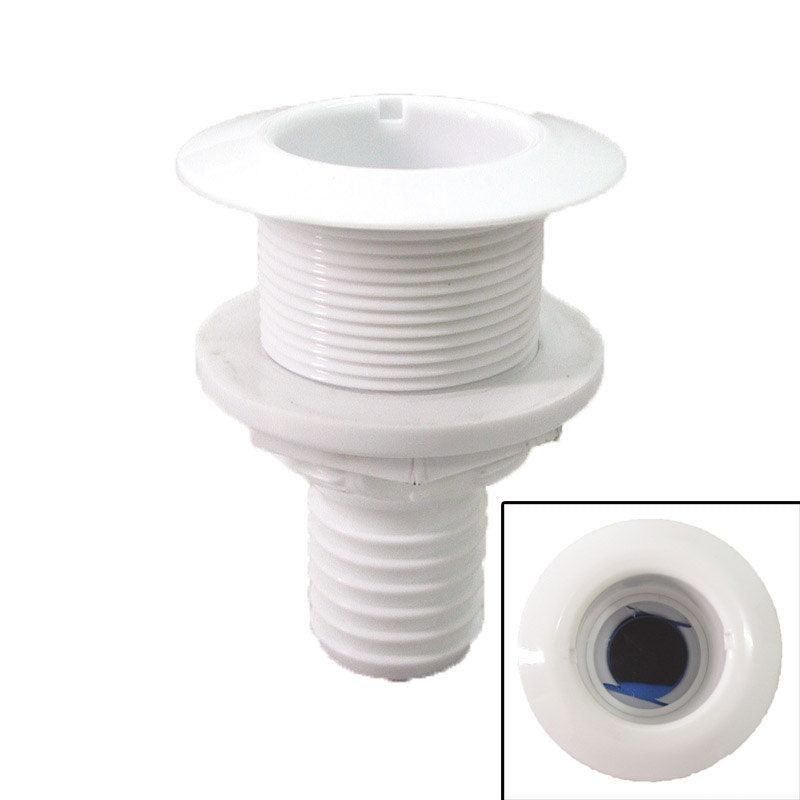 Thru-Hull w/Fl.Flange,1«'' f/Hose ?32mm, L98mm, White - 4Boats