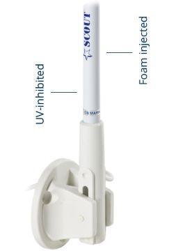 VHF Fiberglass Antenna 1.5m - Lift & Lay Mount - 4Boats