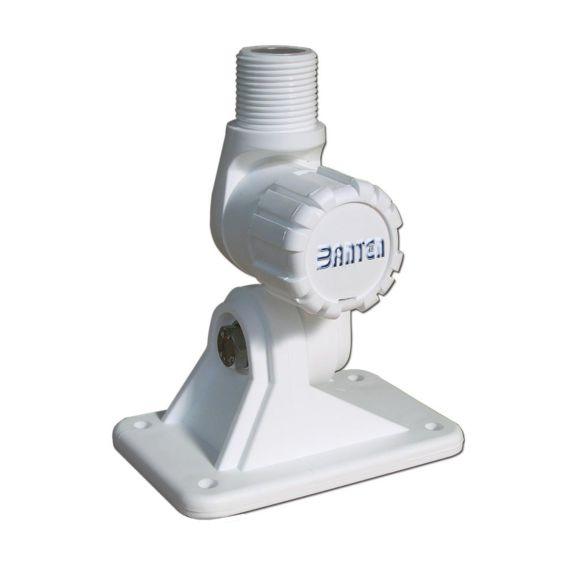 WHITE NYLON BASE - FOUR WAY RATCHET MOUNT - 14 THREADS ON 1" DIAMETER - 4Boats