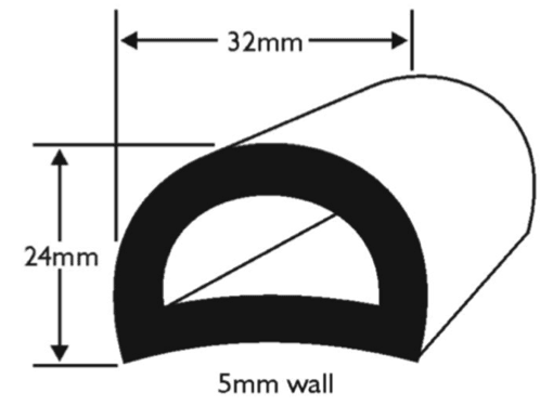 Wilks 32mm PVC D Fendering Black/White Various Lengths - 4Boats